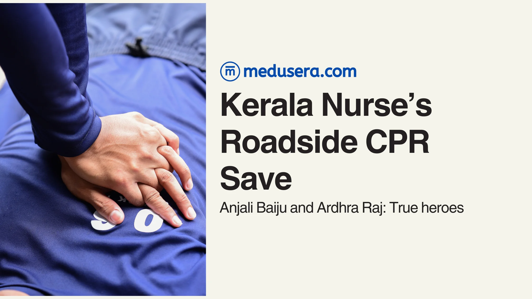 Nurse performing CPR chest compressions on roadside emergency patient, BLS protocol for nursing exams
